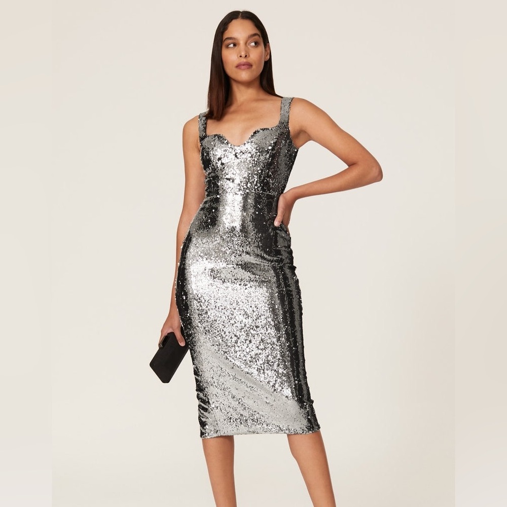 Sloane Silver Sequin Dress by Dress the Population brand new medium